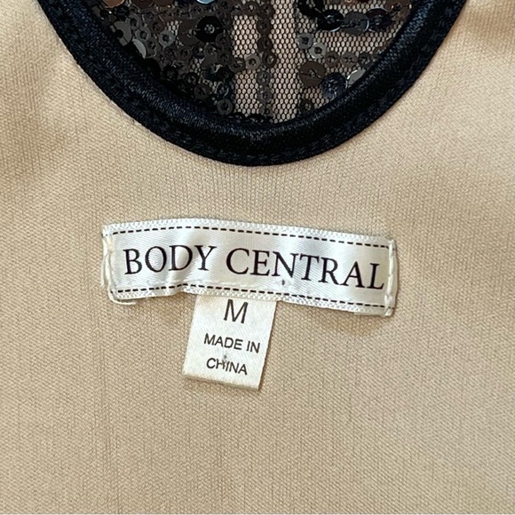 SALE Body Central Bodycon Black‎ Sleeveless Sheer Sequined Lined Dress Sz M EUC - Picture 5 of 14